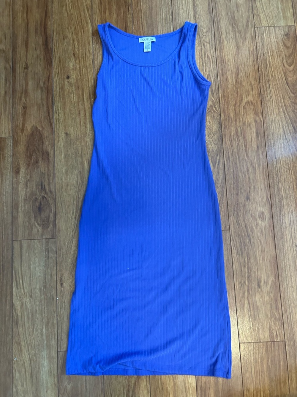 Women’s Capella Purple Blue Ribbed Midi Tank Dress Size Small